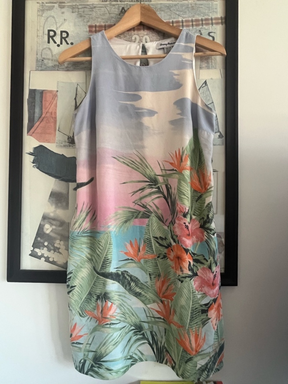 Tommy Bahama 100% Silk Paradiso Sunrise Shift Tropical Resort Pastel Dress XS